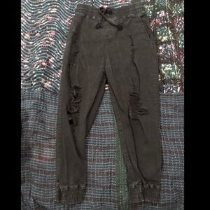 Distressed Denim Joggers